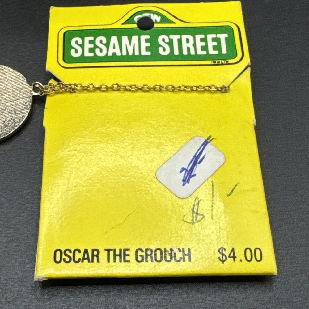 Vintage 1980s Oscar The Grouch Pendant Necklace - Sesame‎ Street